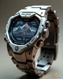 APR-110500-A1 Black Silver Stainless Steel Analog-Digital Watch.